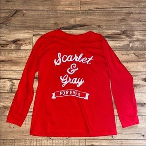 scarlet and gray long sleeve tee